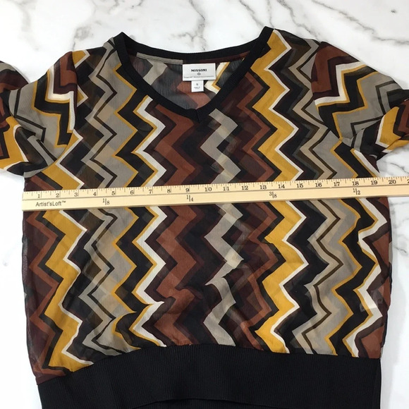 Missoni‎ Target Black Yellow Chevron Print Long Sleeve Top - Picture 5 of 11